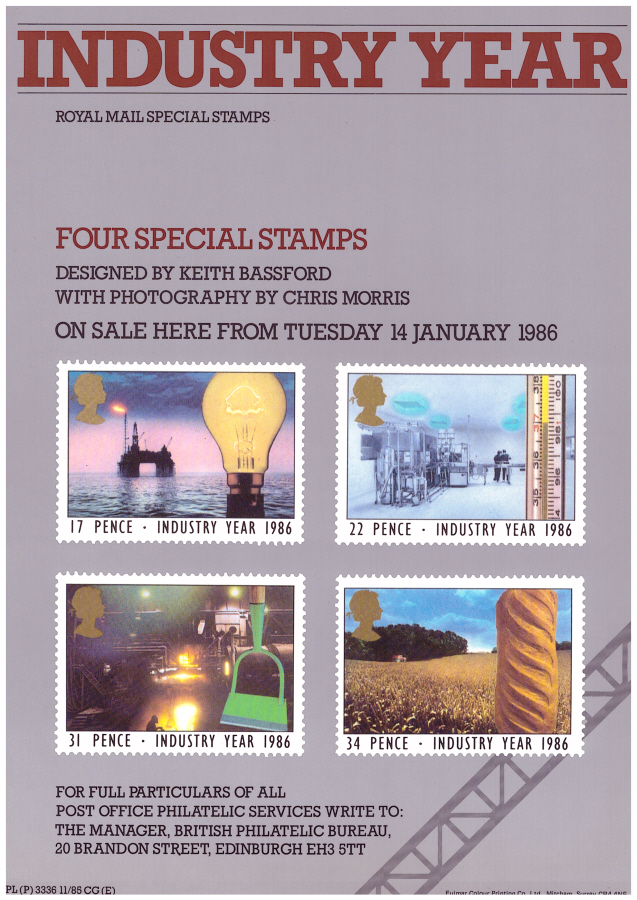 (image for) 1986 Industry Year Post Office A4 poster. PL(P)3336 11/85 CG(E).